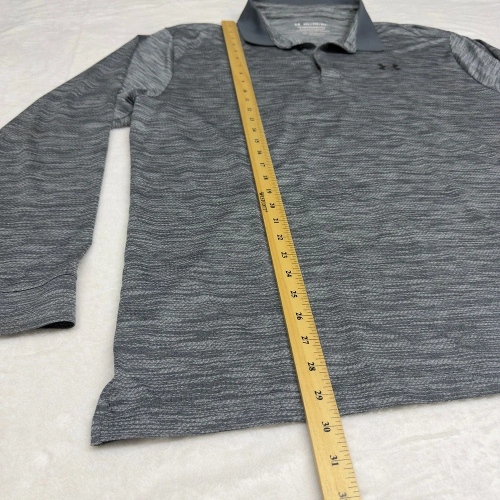 Under Armour Performance Polo Shirt Mens XXL Grey Space Dye Long Sleeve Loose